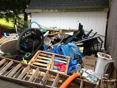 Professional junk removal team loading items from a downtown Tampa apartment building